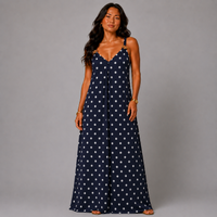 Strappy Polka Dot maxi Dress with Gold Shoulder Detail