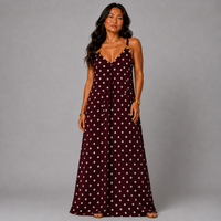 Strappy Polka Dot maxi Dress with Gold Shoulder Detail