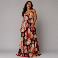 Strappy Floral maxi Dress with Gold Shoulder Detail