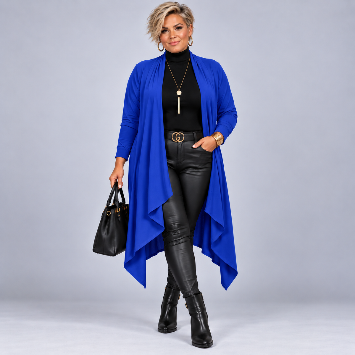 Long Hanky Hem Waterfall Cardigan