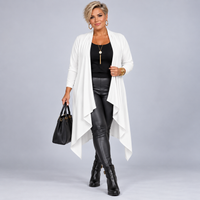 Long Hanky Hem Waterfall Cardigan