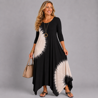 TIE DYE 3/4 SLEEVE LOOSE FITTING DRESS