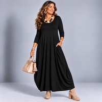 Long Sleeve Calf Length Balloon Dress