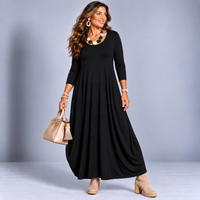 Long Sleeve Calf Length Balloon Dress
