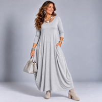 Long Sleeve Calf Length Balloon Dress