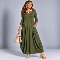 Long Sleeve Calf Length Balloon Dress