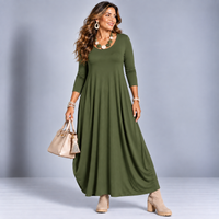 Long Sleeve Calf Length Balloon Dress