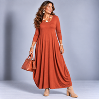 Long Sleeve Calf Length Balloon Dress
