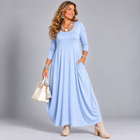 Long Sleeve Calf Length Balloon Dress