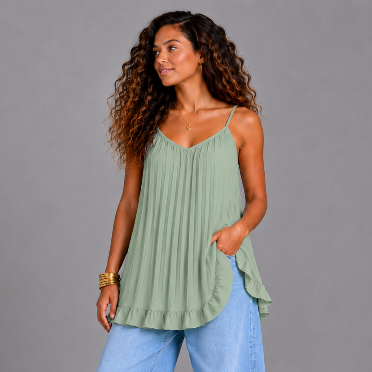 Pleated Strappy Swing Top / Vest