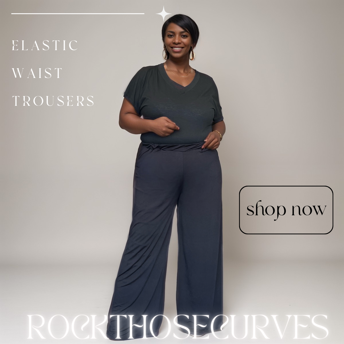 ROCKTHOSECURVES PLAIN ELASTICATED WAIST WIDE LEG PALAZZO TROUSERS