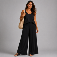 Plain Stretchy Wide Leg Palazzo Trousers