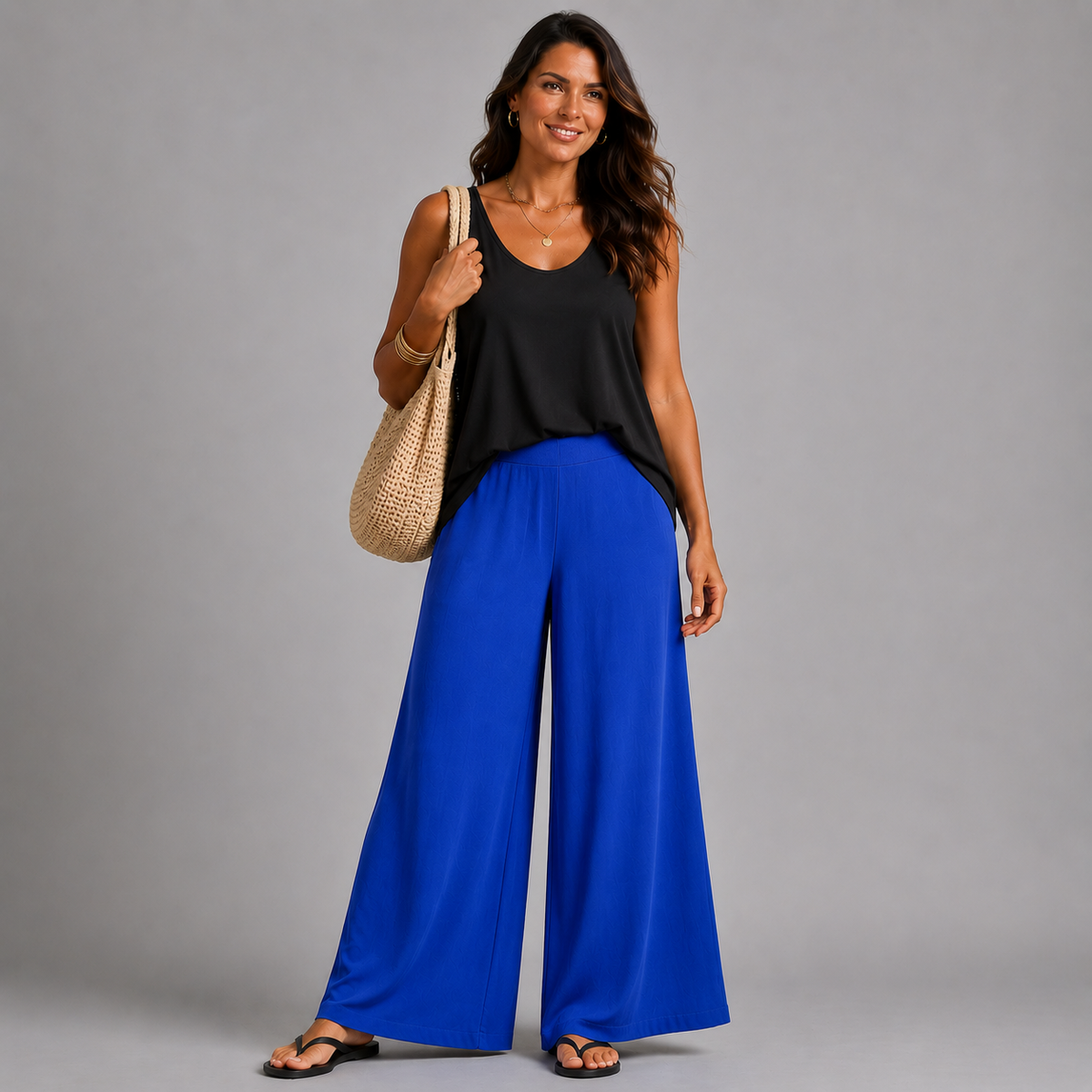 Plain Stretchy Wide Leg Palazzo Trousers