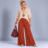 Plain Soft Stretchy Wide Leg Palazzo Trousers