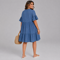 Cotton / Linen Bell Sleeve Embroidered A-Line Dress