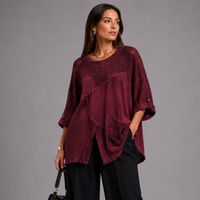 Cotton / Linen Loose Fitting Top With V Hem