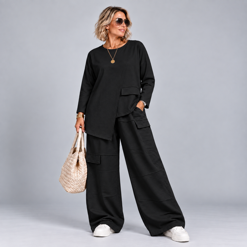 2 Piece Cotton Trouser Set / Outfit With Pockets
