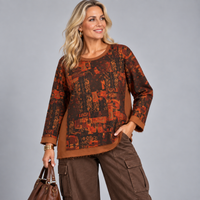 Rust Abstract Long Sleeve Sweatshirt / Top