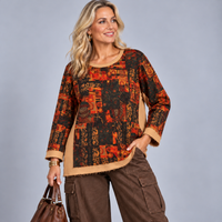 Rust Abstract Long Sleeve Sweatshirt / Top