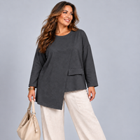 Long Sleeve Heavy Cotton Asymmetric Hem Top