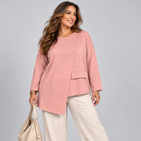 Long Sleeve Heavy Cotton Asymmetric Hem Top