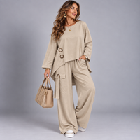 2 Piece Fine Cord Cotton Trouser Set / Outfit With Pockets