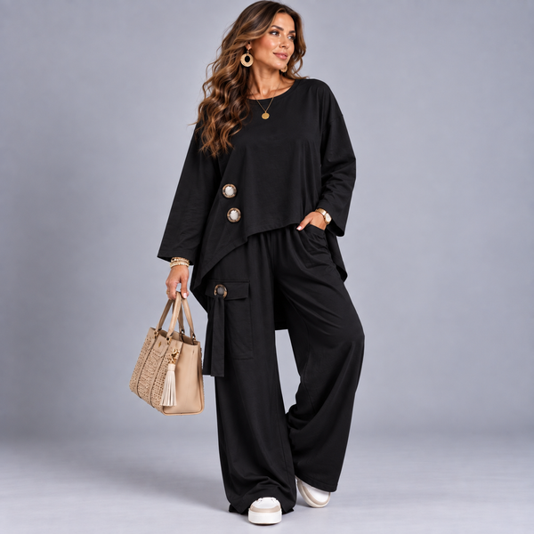 2 Piece Fine Cord Cotton Trouser Set / Outfit With Pockets
