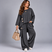 2 Piece Fine Cord Cotton Trouser Set / Outfit With Pockets