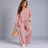 2 Piece Fine Cord Cotton Trouser Set / Outfit With Pockets