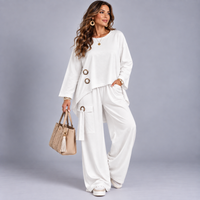 2 Piece Fine Cord Cotton Trouser Set / Outfit With Pockets