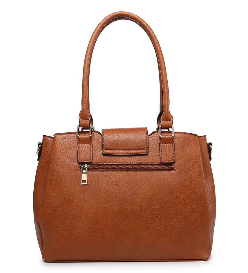 LARGE HANDBAG WITH SHOULDER STRAPS + BUTTON DETAIL