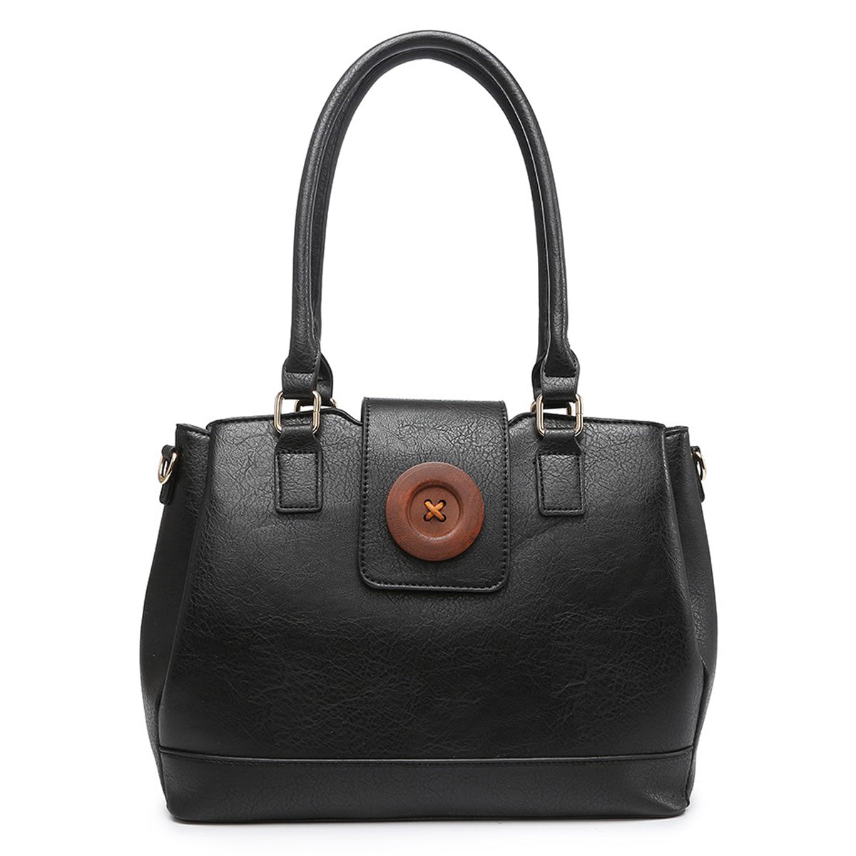 LARGE HANDBAG WITH SHOULDER STRAPS + BUTTON DETAIL