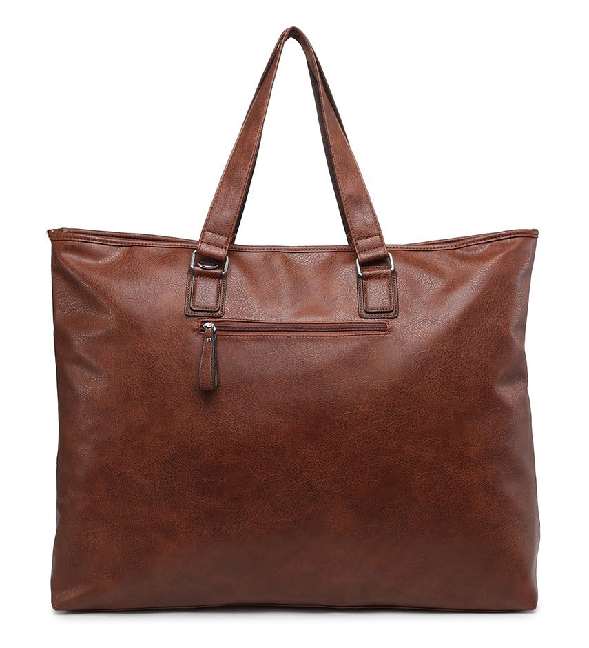 EXTRA LARGE FAUX LEATHER HOLDALL OVERNIGHT BAG