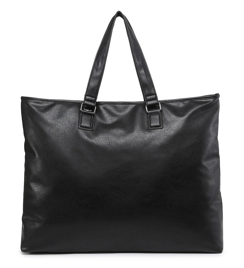 EXTRA LARGE FAUX LEATHER HOLDALL OVERNIGHT BAG