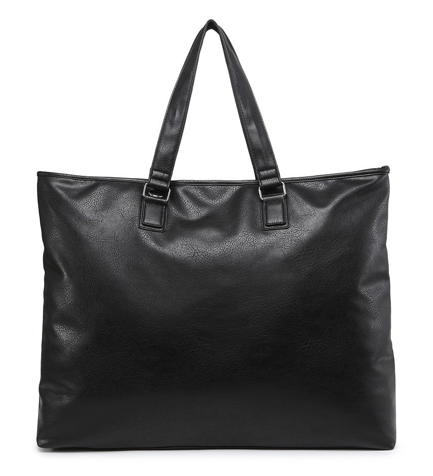 EXTRA LARGE FAUX LEATHER HOLDALL OVERNIGHT BAGBlack / ONE SIZE