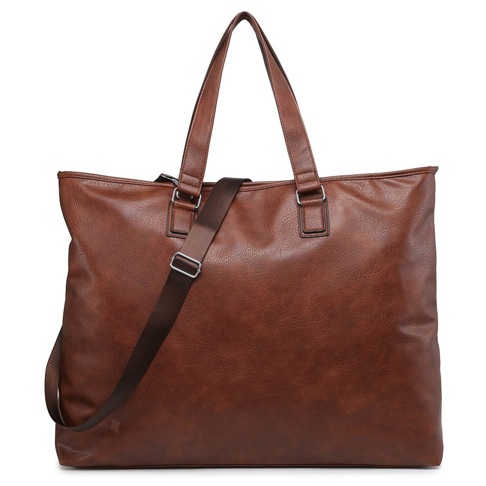 EXTRA LARGE FAUX LEATHER HOLDALL OVERNIGHT BAG