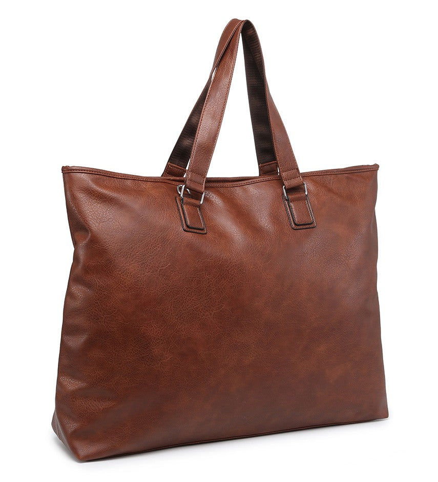 EXTRA LARGE FAUX LEATHER HOLDALL OVERNIGHT BAG