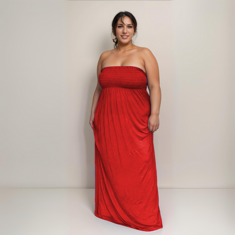 ROCKTHOSECURVES STRAPLESS BOOB TUBE MAXI DRESSRed / ONE SIZE