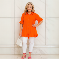 Frilled Edge Short Sleeve Blouse