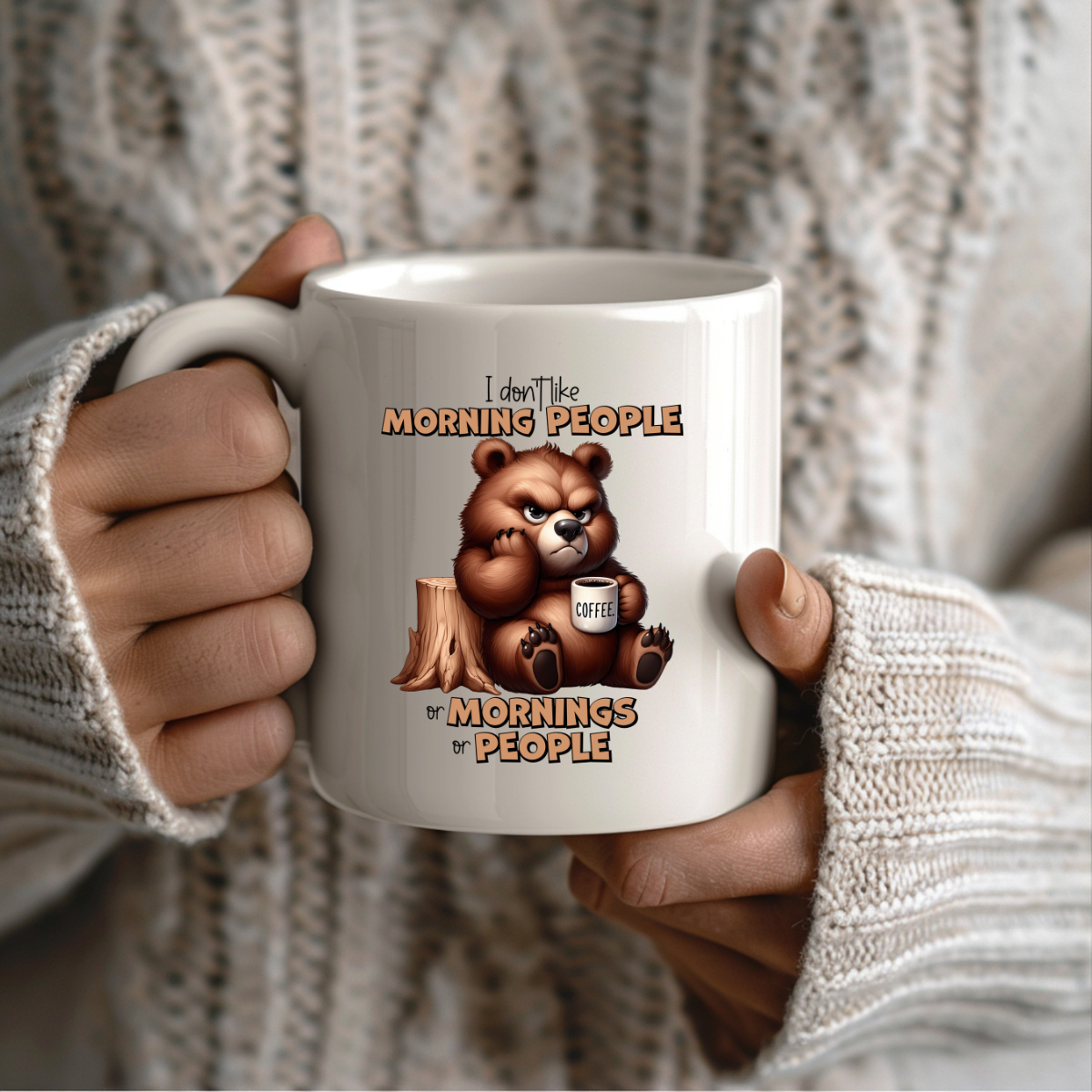 Coffee Bear Hates Mornings Ceramic Mug