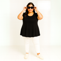 Short Sleeve Godet Panel Swing Top