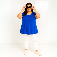 Short Sleeve Godet Panel Swing Top