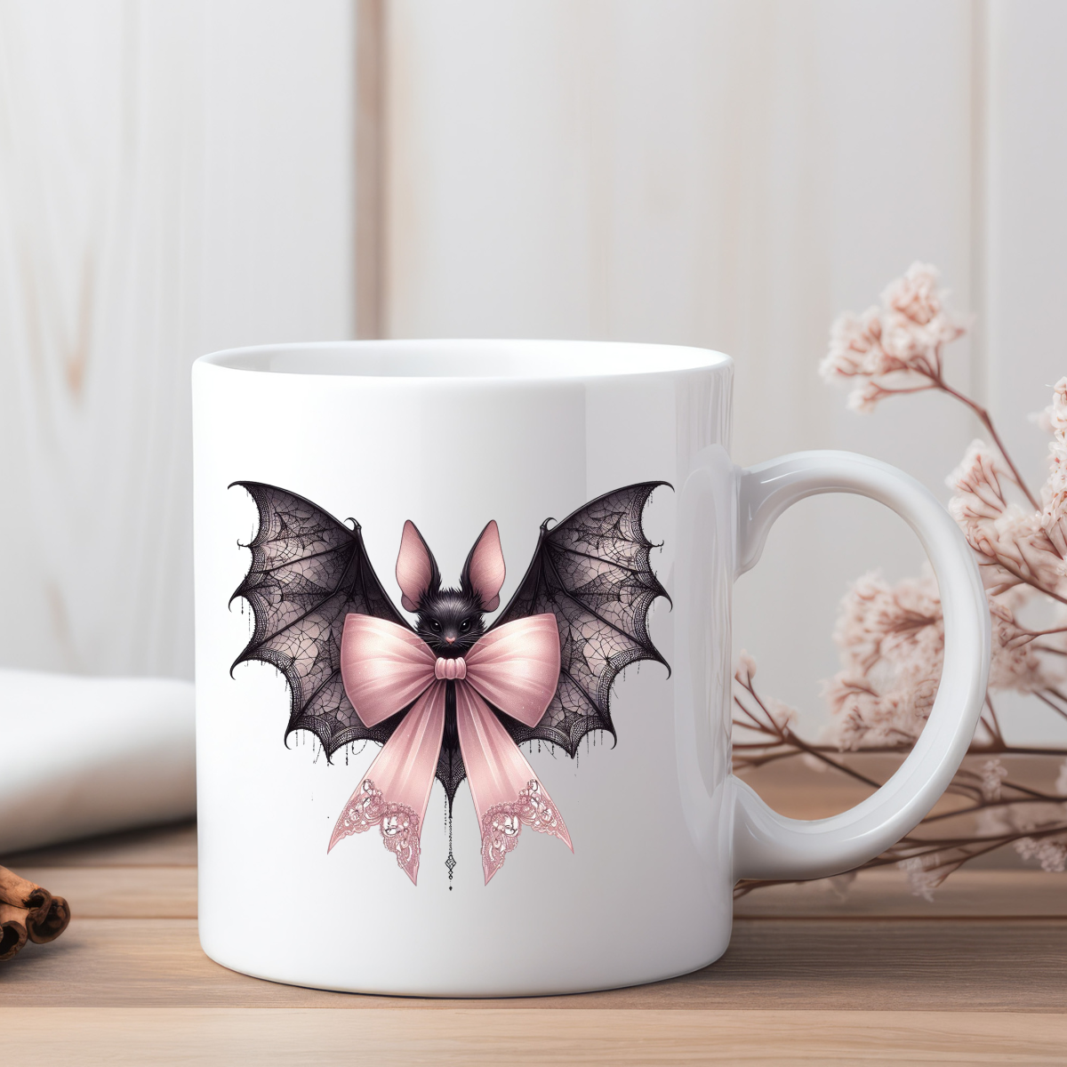Pink Black Bat Tea and Coffee Ceramic Mug