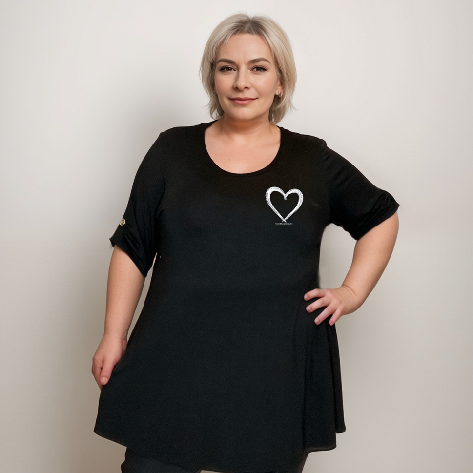 SWING TOP WITH HEART MOTIFBLACK / UK 14