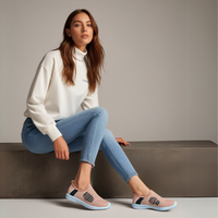 Pink Grey Fabric Lightweight Slip‑On Trainers