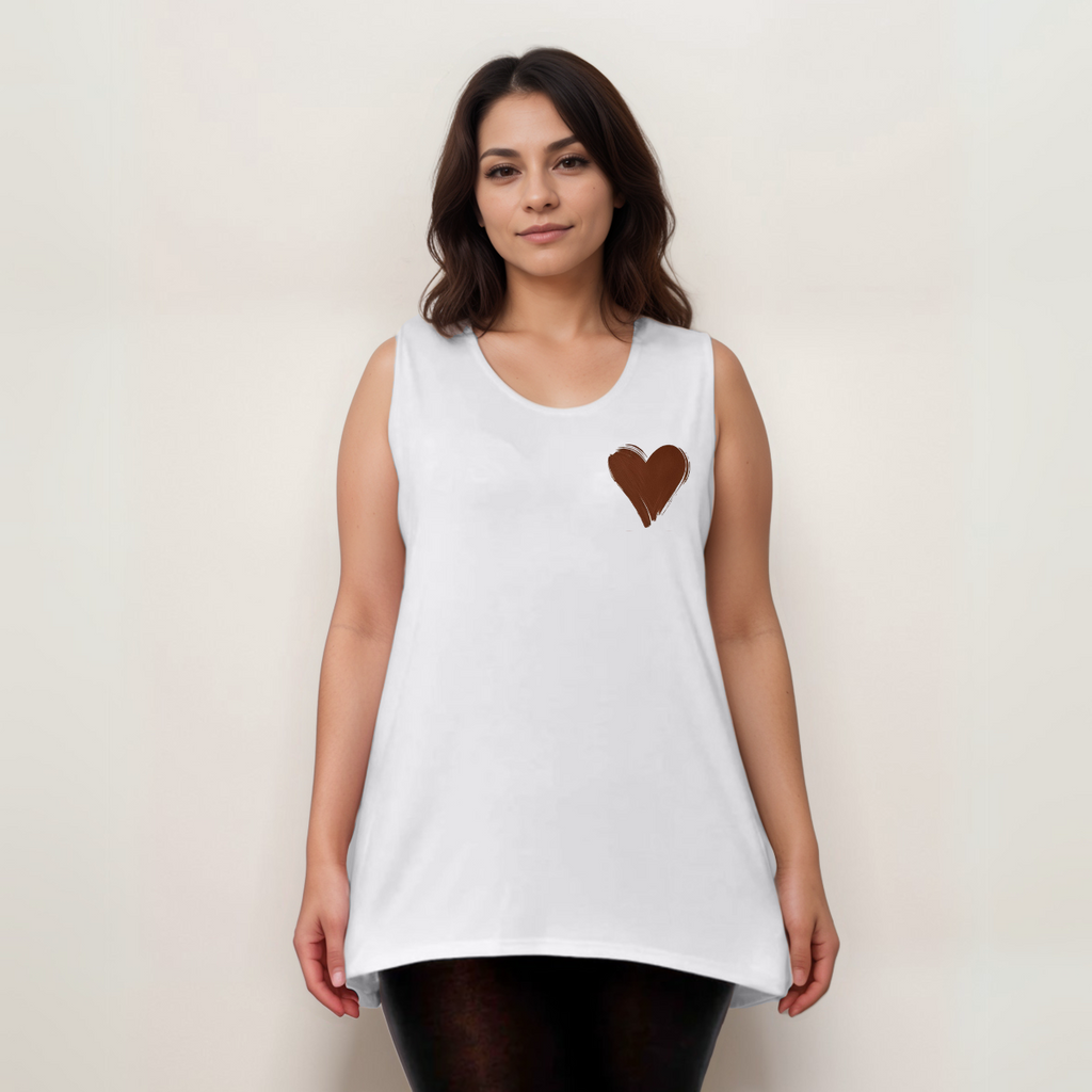 Sleeveless Heart Print Cut‑Side Cami Vest