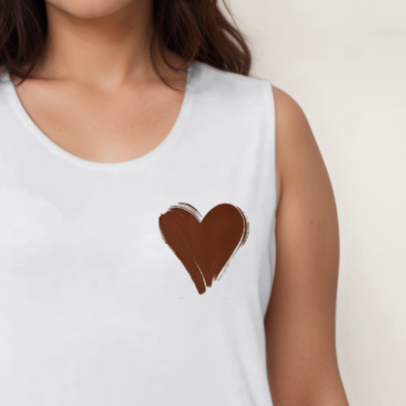 Sleeveless Heart Print Cut‑Side Cami Vest
