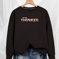 Cotton Sweatshirt with “Over Thinker” Logo