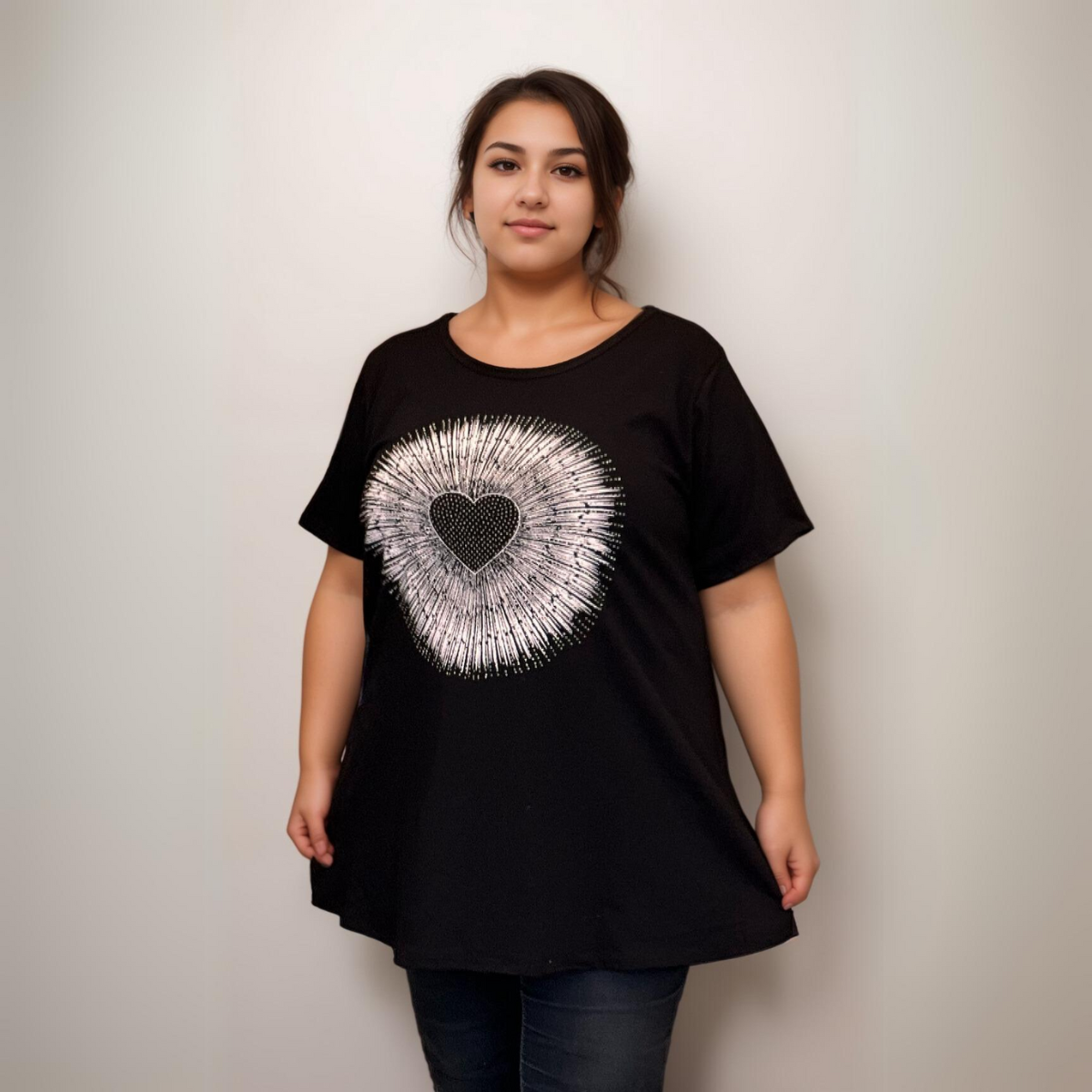 ROCKTHOSECURVES STUDDED CIRCLE A-LINE SHORT SLEEVE T-SHIRT