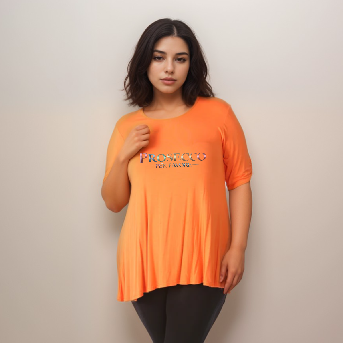 Prosecco Per Favour Plus-Size Button Sleeve Swing Top